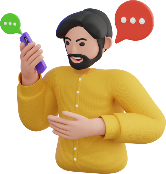 character talking on the phone 3d character